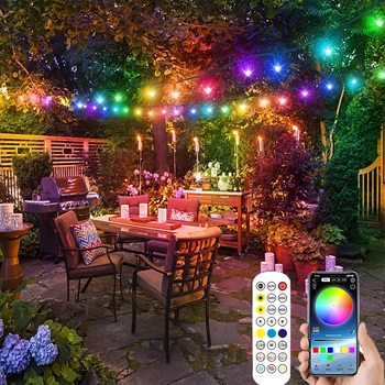 7.5 M 50 LED-uri Decoratiuni de Gradina Zână Șir de Lumini de Control de la Distanță App Vis Lumini de Culoare Impermeabil pentru Petrecerea de Crăciun în aer liber