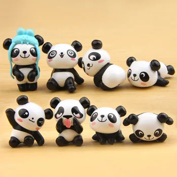 8 Buc/Set Panda Drăguț DIY Micro Peisaj Figurina Decor din PVC Amuzant Minunat Mini Panda Ornament