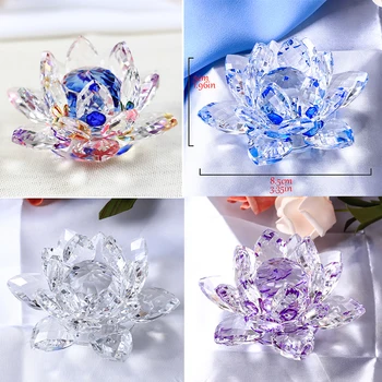 8 Culori Pot Fi Alese 85mm Cristal Floare de Lotus Figurine Miniaturi de Lux Ornamente de Sticlă Decor Acasă Accesorii