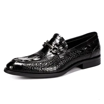 89091 Nou Model Crocodil Oameni de Afaceri din Metal Pantofi de Piele Pantofi de Piele-O singură Bucată de Dropshipping Cizme piele de Vacă Pantofi pentru Bărbați