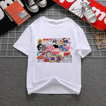 90 Grafic Rock Top Teuri Prieteni de sex Feminin în alb și negru T Shirt Femei Harajuku Vintage Moda T-shirt Regina Tricou