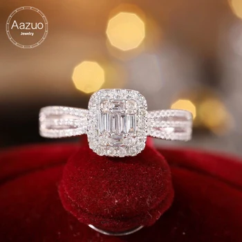 Aazuo Bijuterii Fine din Aur de 18K Adevărat Diamante 0.50 ct H SI Luxuly Formă Pătrată Inel Cadou Pentru Femei de Logodna Halo anillos mujer