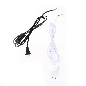 AC Cablu de Alimentare de 1,8 m Comutator On-off Plug Wire Doi pini UE Plug Cablu prelungitoare NOI Tip Adaptor Alb-Negru Linie De Lampă cu LED-uri