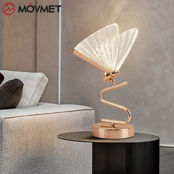 Acrilice Fluture de Lampă de Masă cu LED Fier de Aluminiu Dormitor Birou, Noptieră, Birou de Lumină American Plug Acasă Sală de Lectură de Lux