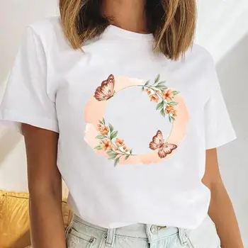 Acuarelă Fluture Femei Lady ' 90 Moda Tricouri Femei Maneci Scurte Haine Desene animate de Imprimare O-gât Topuri Grafic Tricou T-Shirt