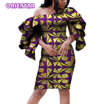 African Rochii Femei Sexy Pe Umăr Rochie Mini Dashiki Africane Rochie de Imprimare Femei Haine Africane Halat Africaine Femme WY4433
