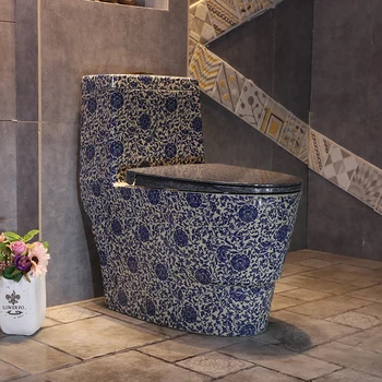 Alb-albastru și-Chineză stil de artă ceramică de uz casnic toaletă tip sifon de pompare a apei de toaleta