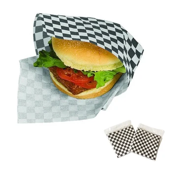 Alimentare de Unică folosință, Ambalaje de Hârtie Cerată Hamburger Pâine Hârtie Neagră, Roșie în Carouri Fast-Food Coș Garnituri 24buc 12