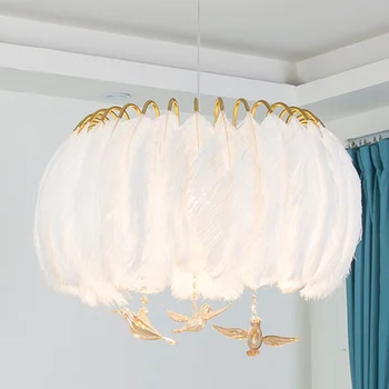 American Pastoral pană albă candelabru camera de zi dormitor Printesa Nordic moderne de cristal pasăre cristal Candelabru