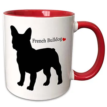 Amuzant Cana de Cafea Bulldog francez de Două Tone Cupa 11oz, Rosu