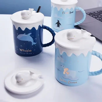 Amuzant Drăguț Balena Ceramice Cana de Cafea cu Maner de Mana Creative Noutate 3D Lapte Ceașcă de Cafea Unice Ziua de nastere Cadouri pentru Prieteni