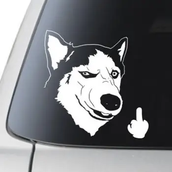 Amuzant Rece de Grave Câine Husky Flipping Degetul Masina Camion SUV Laptop Autocolant Decal autocolant auto
