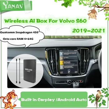 Android Mini Wireless AI Cutie Pentru Volvo S60 2019-2021 Auto Smart Box Plug and Play Google, Netflix Video Octa core Construit în Carplay