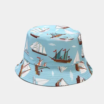 animale marine reversibile găleată pălărie hip hop bumbac imprimat vara palarie de soare două laterale purta pescar panama pescuit plaja bob dropship