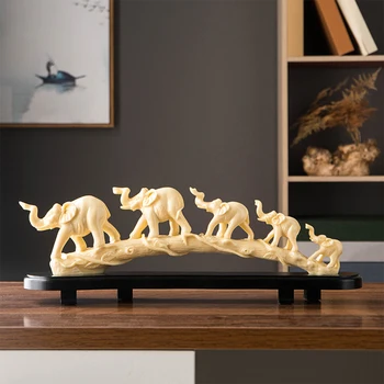 Animale Statuie Desktop Norocul Elefant Masă Collecitble Figurina Masina Raft Sculptura Magazin, Hotel, Birou De Artă Accent