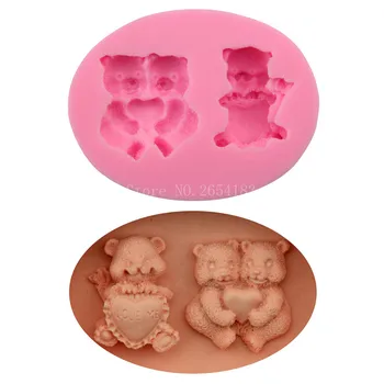 Animale ursulet de Valentine Silicon Fondant Săpun 3D Tort Mucegai Prajitura cu Jeleu Bomboane de Zahăr Decor instrument de Copt Matrite FQ2204