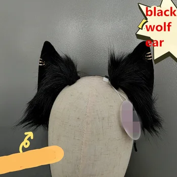 Anime Nou Solid Alb Negru Urechi de Pisică Hairhoop Animal Vulpe Lup Stil Pălării de Carnaval Cosplay Costum Accesorii