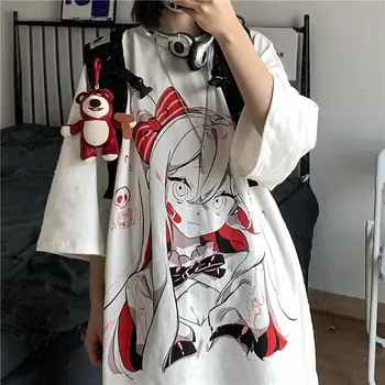 Anime Print Grafic T Shirt Femei 2021 Moda Harajuku Feminin Haine de Vară MINGLIUSILI Pierde T-shirt pentru Femei