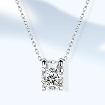 Argint 925 Moissanite Diamond Pandantiv Colier Moda Pentru Femei Strălucitor Clavicula Lanț De Bijuterii Cadouri En-Gros