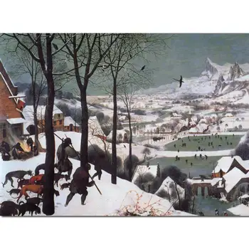 Arta de perete lucrate Manual, Pieter Bruegel cel Bătrân Pictură în Ulei Reproducerea Vânători În Zăpadă Peisaj Panza de Artă de Înaltă Calitate