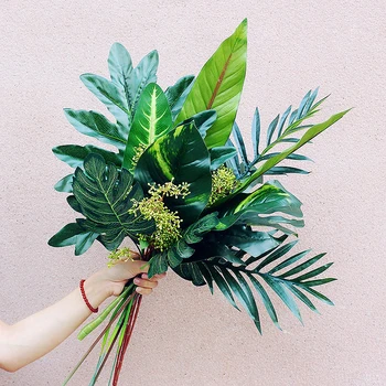 Artificiale Tropicale cu Frunze DIY Simulare Planta Perete Verde Fern Leaf Frunze de Palmier Spart Frunze de Familie Acasă, Petrecere de Nunta de Decorare