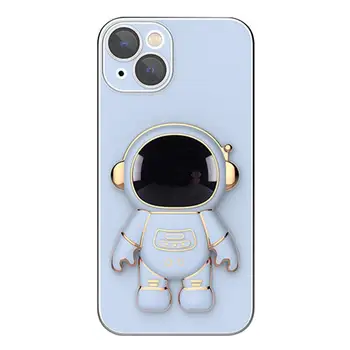 Astronaut Suport Rabatabil Suport Telefon Caz ForiPhone 13 Lux Piața Soft Cover 3D Titularul Placare cu Capac Obiectiv din Camera Protector