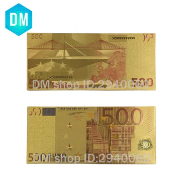 Aur de 24k Placat cu Folie de 500 De bancnote Euro în Culori, Aur, Bancnote, Bani de Hârtie Cadou de Nunta