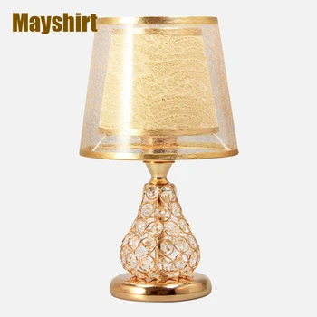 Aur European de Cristal Lampă de Masă pentru Dormitor Cald Decor Acasă de Cristal Lampă pentru Camera de zi Moderne de Lux, Ambarcațiuni de iluminat