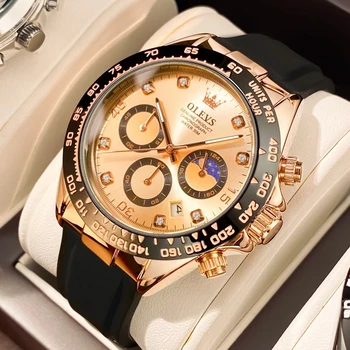 Autentic OLEVS de Lux Cuarț Bărbați Impermeabil Ceas Luminos Brand de Top fazele Lunii Ceas pentru Barbati Data, Cronograf Sport Ceas de mână