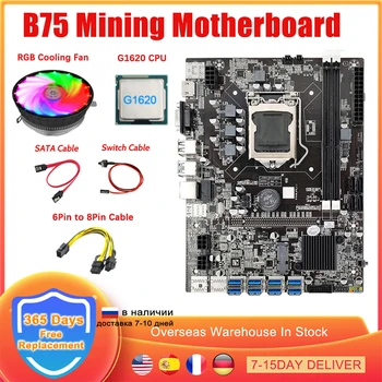 B75 ETH Miniere Placa de baza+G1620 PROCESOR+Ventilator+6pini La Dual 8pini prin Cablu LGA1155 12XPCIE USB Adaptor MSATA 2*DDR3 o Placa de baza B75