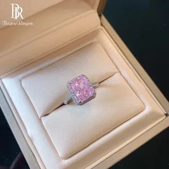 Bague Ringen Argint 925 3 Culori Inele Cu Diamante Pentru Femei, Forma De Dreptunghi Aniversare De Nunta Petrecere Bijuterii Femei Cadouri
