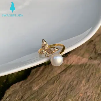 Baroc naturale de apă dulce pearl inel de sex feminin manual inel cu multe margele Bijuterii pentru Femei, Cadou