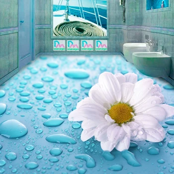 beibehang 3D Stereoscopic Picături de Flori Gresie de Vinil Tapet rezistent la apa Pentru Baie Etaj Personalizat Tapet 3D Podea