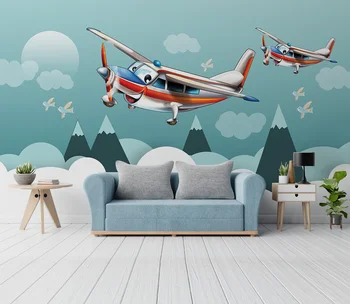 beibehang de Desene animate personalizate avion murale, imagini de fundal pentru camera copiilor fundal Arta pictura dormitor decor 3D de îmbunătățire acasă