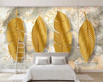beibehang dimensiune Particularizată hârtie de perete home decor minimalist Modern 3D tridimensional frunze de aur Nordic TV tapet de fundal