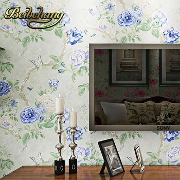 beibehang hârtie de perete. papel de parede 3d Pune tapet stil pastorală American floare verde cald tapet de hârtie pur dormitor