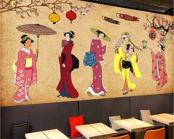 beibehang Moda pânză de mătase wallpaper Sexy Japonez vintage caracter magazin sushi perete de fundal papel de parede tapet 3d