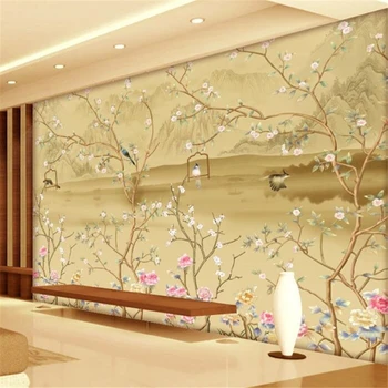 beibehang Personalizate wallpaper 3d foto murală Chineză peisaj flori și păsări de fundal tablou living, dormitor tapet