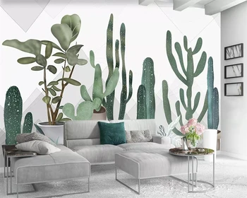 Beibehang tapet Nordic proaspete mici de mână-pictat cactus geometrice TV camera de zi fond de decorare perete tapet 3d