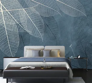 Benutzerdefinierte 8D-Wandtapete Abstrakte moderne Blätter Hintergrundmalerei Wasserdichte Wandverkleidung