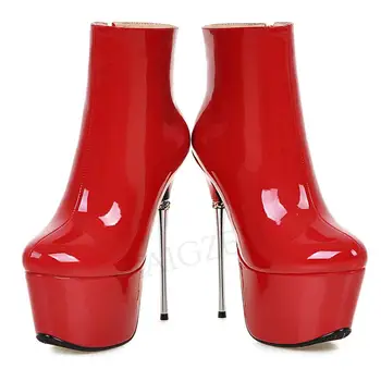 BERZIMER SUPER Femei Glezna Cizme cu Platforma din Metal de Înaltă Tocuri Stiletto Papuceii Botas Zapatos Mujer Pantofi Femeie de Mari Dimensiuni 33 42 43