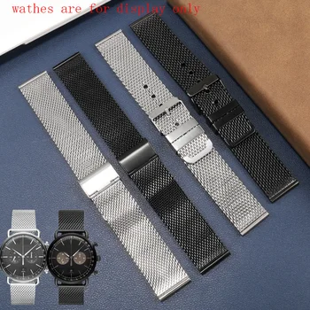 Bine Oțel Watchband 18mm 20mm 22mm 24mm Negru Argintiu Curea Pentru AR11264 11142 11104 11201 din Oțel Inoxidabil Ceas