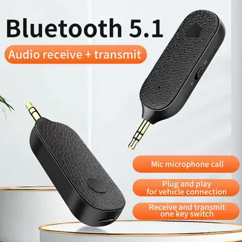 Bluetooth-compatibil 5.1 Receptor Adaptor Audio de 3.5 mm Aux Transmițător Wireless Handsfree Car Microfon, Căști, Adaptor