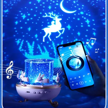 Bluetooth Compatibil Star Proiector De Lumina Rotativ Reîncărcabilă Lumina De Noapte Plin De Stele Lampa De Birou Cadouri Pentru Copii De Lampa Proiectorului