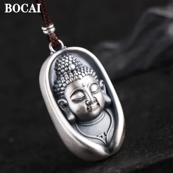 BOCAI Nou 100% S999 Argint Accesorii Bijuterii Retro Buddha Lotus Bărbat și Femeie Pandantive Trendy Noroc Cadouri