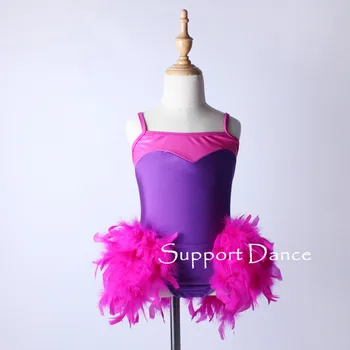 Bretele Pene De Dans Latino, Rochie Copilul Fete De Moda Pentru Femei Violet Jazz Costum De Dans C287
