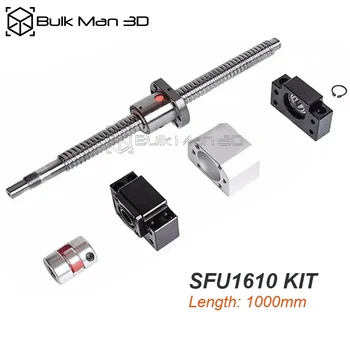 BulkMan3D SFU1610 Ball Screw Kit 1000mm SFU Serie de Zgomot Redus Transmisie+Piuliță cu Bile+Suport Scaun+Cuplare Pentru CNC Piese