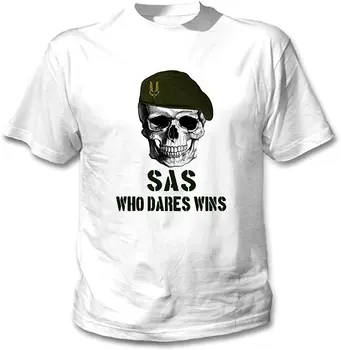 Bărbați SAS Forțele Speciale Britanice Alb Scurta Tricou Casual, din BUMBAC 100% O-Neck Mens T Shirt