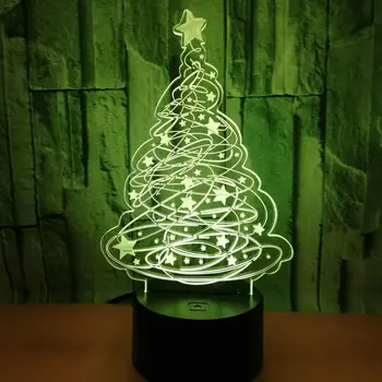 Cadou de crăciun 3d Lampa Șapte Culori de la Distanță de Control Touch 3d Lămpi de Masă Pom de Crăciun Creative Crack Lampă de Masă
