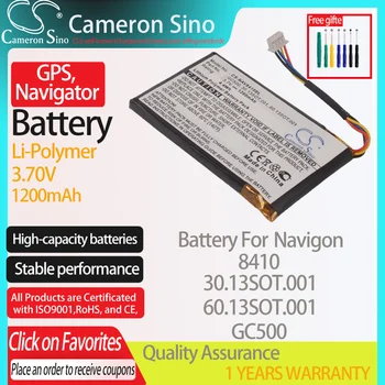 CameronSino Baterie pentru Navigon 8410 se potrivește Navigon 30.13 SOT.001 60.13 SOT.001 GC500 GPS,Navigator baterie 1200mAh 3.70 V Li-Polimer